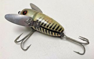 Vintage Heddron Crazy Crawler Silver Shore Minnow Wooden Lure Red Eyes