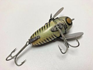 Vintage HEDDRON Crazy Crawler Silver Shore Minnow Wooden Lure Red Eyes 4