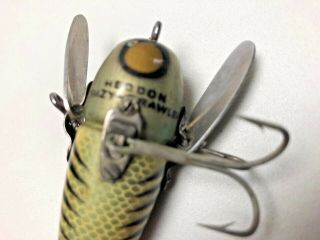 Vintage HEDDRON Crazy Crawler Silver Shore Minnow Wooden Lure Red Eyes 5