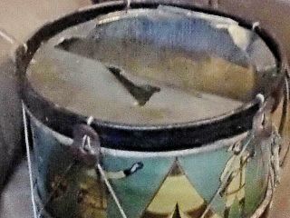 Rare Antique Morton Child ' s BSA Toy Drum With Soldiers SHOOTING BOWS 1898 - 1902 3