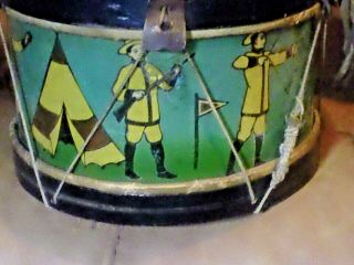 Rare Antique Morton Child ' s BSA Toy Drum With Soldiers SHOOTING BOWS 1898 - 1902 4