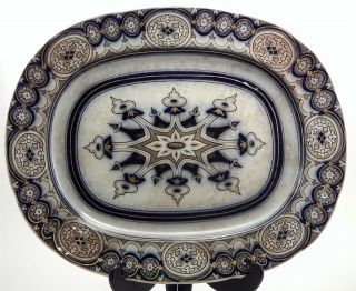 Antique Samuel Alcock & Co.  Eclipse Staffordshire England Flow Blue Platter