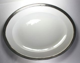 Arte Italica Tuscan Large Oval Plate With Pewter Accents.  16.  5 Inch
