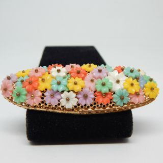 Retro Vtg Miriam Haskell ? Celluloid Colorful Daisy Flower Antique 3 " Pin Brooch