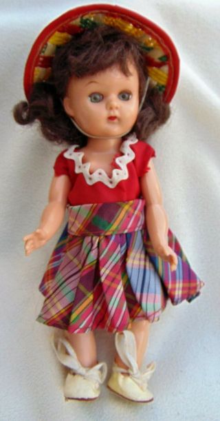 8 " Vintage Hard Plastic Straight Legged Walker Ginny Style Doll Dress