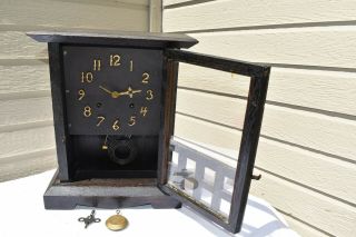 ANTIQUE HAVEN 8 DAY MISSION ARTS & CRAFTS MANTEL 8 DAY CLOCK 2