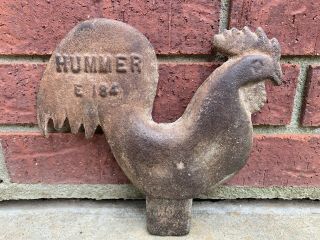 Vintage Hummer E 184 Chicken Rooster Windmill Weight Cast Iron 8 Lb.