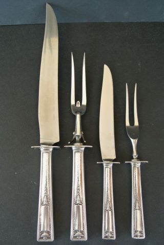 1835 R.  Wallace Silverplate Carving Knives & Forks Set Buckingham Pattern