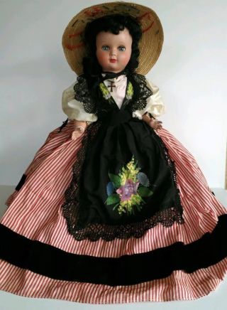 Vintage 19 " French Doll Hard Plastic Made In France All Savoyard Ethnic