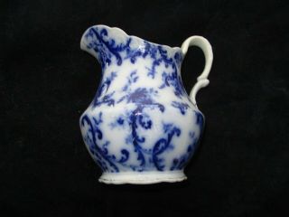 Antique Flow Blue Paisley Pitcher Mercer Trenton Nj American Pottery Co 1870 