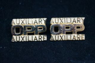 Vintage Canadian Ontario Police Opp Auxiliary Plated Shoulder Insignia