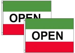 Open Red And Green Business Banner Advertising Polyester 3x5 Foot Flag Set Of 2