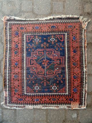 Antique Handwoven Oriental Carpet Bag Face - Small Carpet 2 