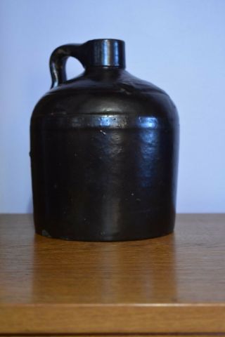 Old " Lil " Brown Jug Glazed Stoneware Shoulder Crock W/handle 9 " Red Wing Pottery
