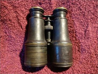 Lemaire Fab Paris Antique Military Field Glasses Binoculars Leather - Wrapped