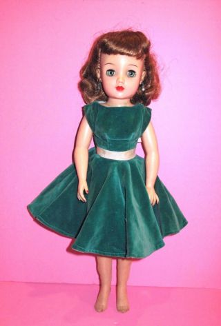 Vintage Ideal Miss Revlon Vt - 18 Green Velvet Dress 18 " Doll