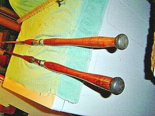 2 Vintage Wooden Handles Fishing Rods Montague 8380 & Custom Unknown