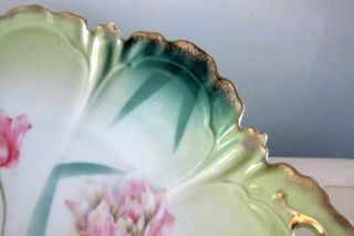 ANTIQUE RS PRUSSIA HAND PAINTED TULIP FLOWERS CAKE PLATE PLATTER GERMANY 3