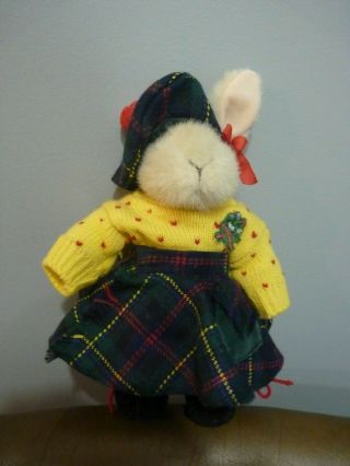 Vintage Hoppy Vanderhare Muffy Vanderbear Plush Bunny Scottish Dress