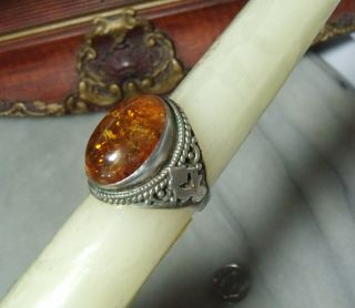 Antique Sterling Silver Amber Victorian Women 