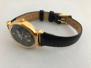 Vintage Pulsar Quartz Disney Mickey Mouse Women ' s Watch with Black Leather Band 3