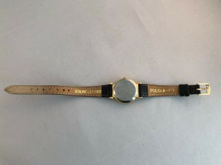 Vintage Pulsar Quartz Disney Mickey Mouse Women ' s Watch with Black Leather Band 5