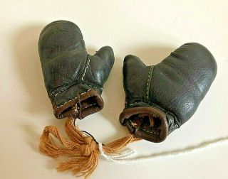 Antique Miniature Leather Boxing Gloves Souvenir Salesman Sample