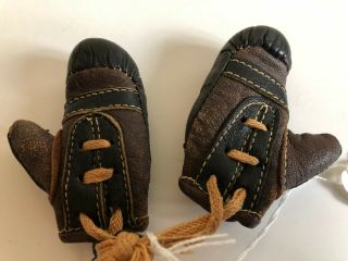 Antique Miniature Leather Boxing Gloves Souvenir Salesman Sample 3