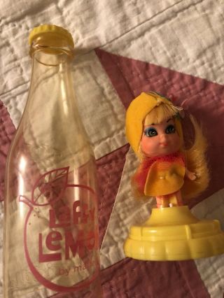 Vintage Liddle Kiddles Laffy Lemon Kola Cola Soda Pop Bottle Little Doll Yellow