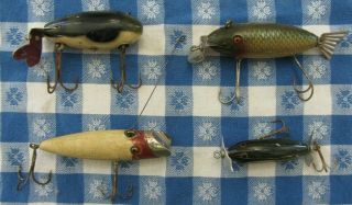3 Vintage Lures by Creek Chub & a Red/White BassOreno by SouthBend 2