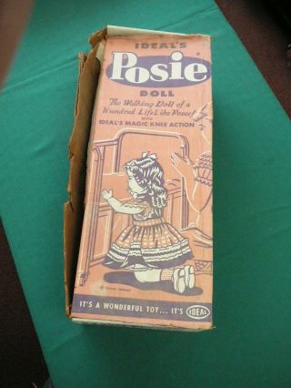 Vintage 1950s Ideal Posie Walker 23” Doll,  Box Tag Just Out Of The Attic