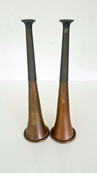 Vintage Copper And Brass English Fox Horns