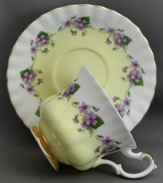 Royal Albert Teacup & Saucer - Yellow/violets M 509