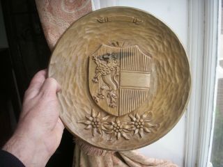 Old Vintage Antique Black Forest Carving Salzburg Austrian Wooden Plaque Plate