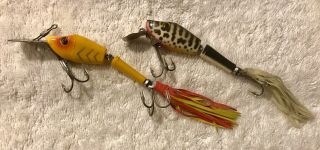 2 Fishing Lures Fred Arbogast Rib Lip & Hula Pikie Tackle Box Crank Baits