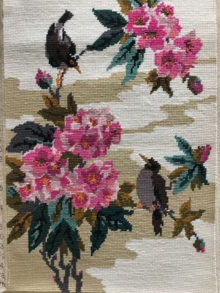 Pretty Vintage Hand Done Penelope Tapestry Chinese Panel