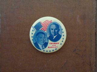Political Presidential Campaign Truman And Barkley Pin Back Pinback Button