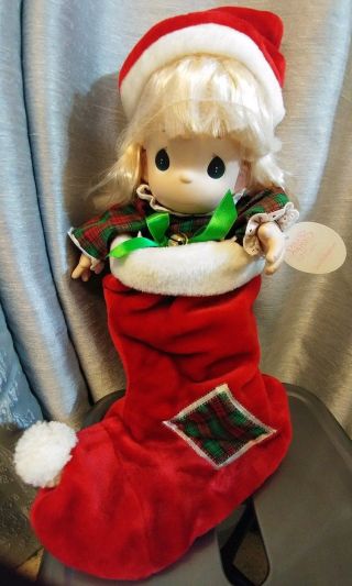 Vintage 1997 Precious Moments Jingles Doll In Christmas Stocking
