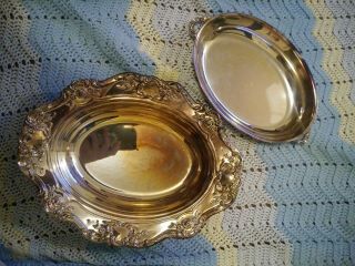 Vintage Towle Old Master Embossed Silver Plated 4066 Oval Serving Bowl With Lid
