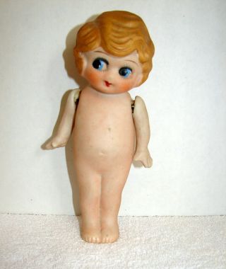 Antique Large 7 - 1/2 " Bisque Googly Eye Jointed Doll Japan