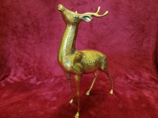 Vintage Brass Deer / Stag / Elk 14 " Tall,