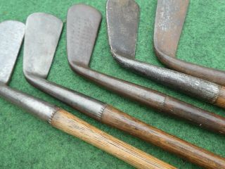 5 Early Vintage hickory smooth faced clubs old golf antique memorabilia 2
