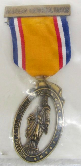 Bicentennial Freedom Trail Medal Boy Scout Oa Vtg Pin Bsa Badge On Org Card