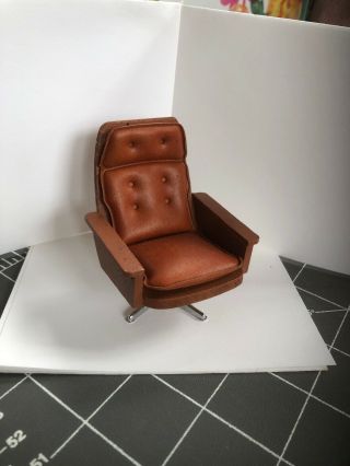 Lundby Dollhouse Faux Leather Swivel Chair Retro 1970 Vintage