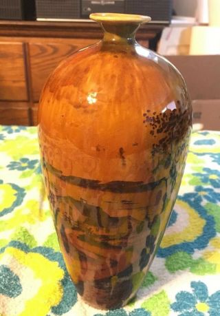 Antique 8.  5” Weed Pot Vase Pottery Earthenware