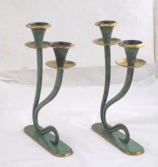 Vintage Antique Brass Candlestick Israel Dayagi handmade 1933 with candles 4