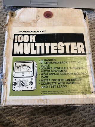 Vintage Micronta Radio Shack Multimeter Multitester Model 22 - 152 100k Made Japan