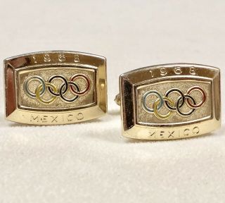 Vintage 1968 Mexico Olympics Cufflinks Made In The Usa Hickok Brand