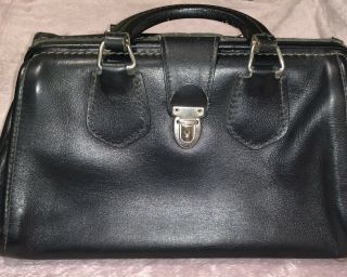 Vintage Leather Medical Bag Wear Best Velva - Hide Cowhide Mid - Century Black