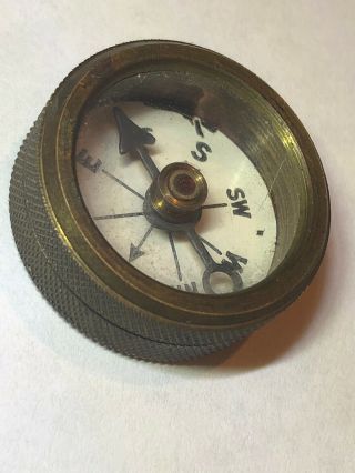 Vintage Marble Arms & Mfg Co.  Pocket,  Knurled Brass Compass,  Antique